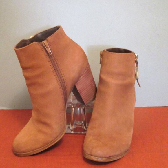 Aldo Naedia Suede Ankle Booties, Double Zipper Light Brown Suede - Picture 2 of 9